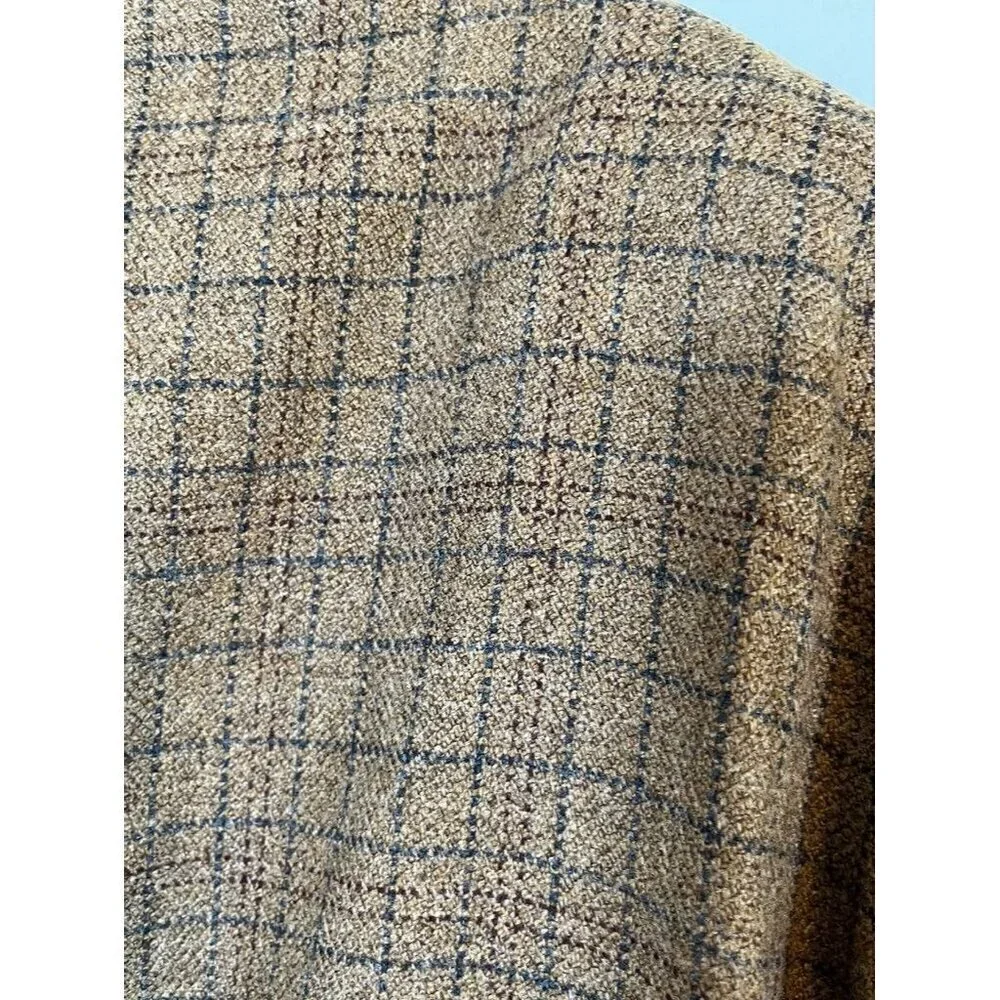 Hickey Freeman Wool Plaid Blazer 40” Brown Cashmere Luxury Old Money Preppy Chic - Picture 10 of 12